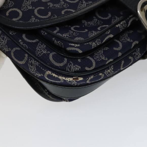 CELINE C Sulky Shoulder Bag Canvas Navy Gold - Picture 14 of 16